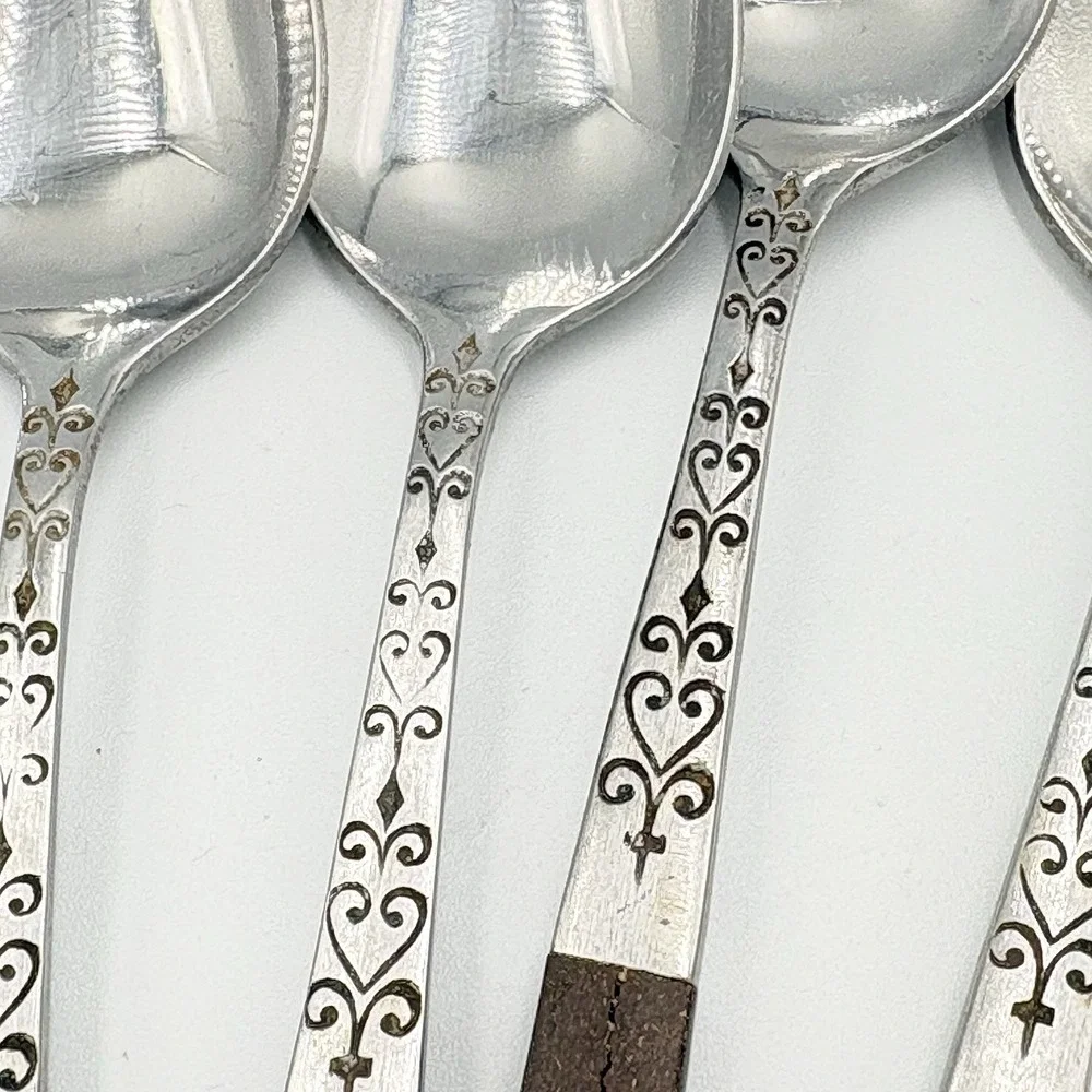 Interpur MCM Set-Spoons Stainless Faux Wood Handle 5 Teaspoons 1 Tablespoon Rd
